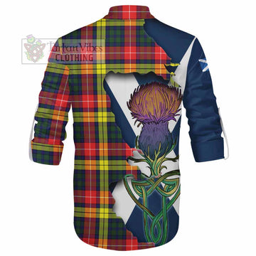 Dewar Tartan Family Crest Ghillie Kilt Shirt Scottish Thistle Celtic Inspired - Tartan Vibes Clothing
