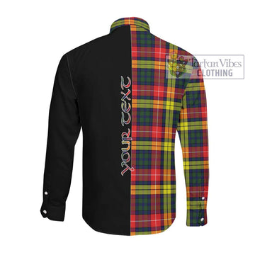 Dewar Tartan Long Sleeve Button Shirt with Family Crest and Half Of Me Style