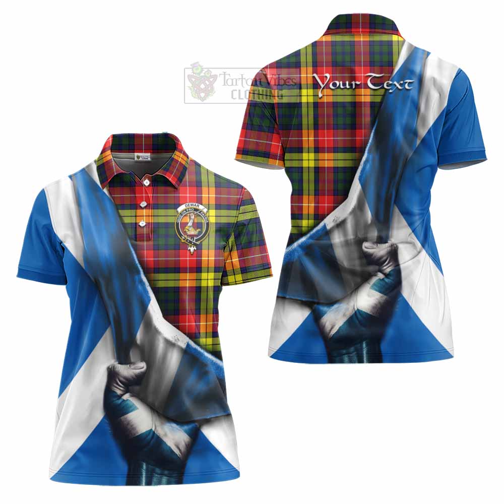 Tartan Vibes Clothing Dewar Tartan Women's Polo Shirt with Family Crest Scotland Patriotic Style