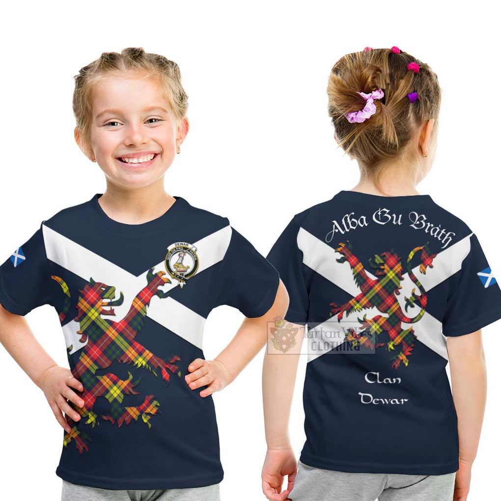 Tartan Vibes Clothing Dewar Tartan Lion Rampant Kid T-Shirt – Proudly Display Your Heritage with Alba Gu Brath and Clan Name