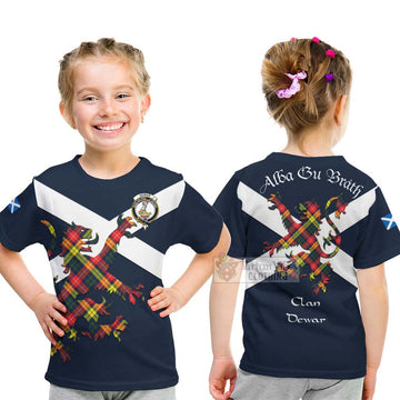 Dewar Tartan Lion Rampant Kid T-Shirt Proudly Display Your Heritage with Alba Gu Brath and Clan Name