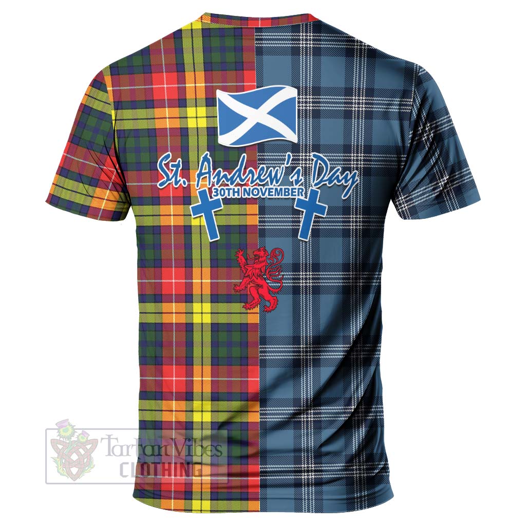 Tartan Vibes Clothing Dewar Tartan T-Shirt Happy St. Andrew's Day Half Tartan Style