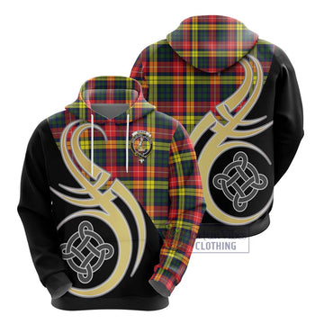 Dewar Tartan Hoodie with Family Crest and Celtic Symbol Style