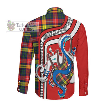 Dewar Tartan Long Sleeve Button Shirt with Epic Bagpipe Style