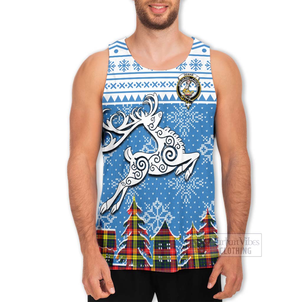 Dewar Clan Christmas Men's Tank Top Celtic Reindeer Style - Tartan Vibes Clothing