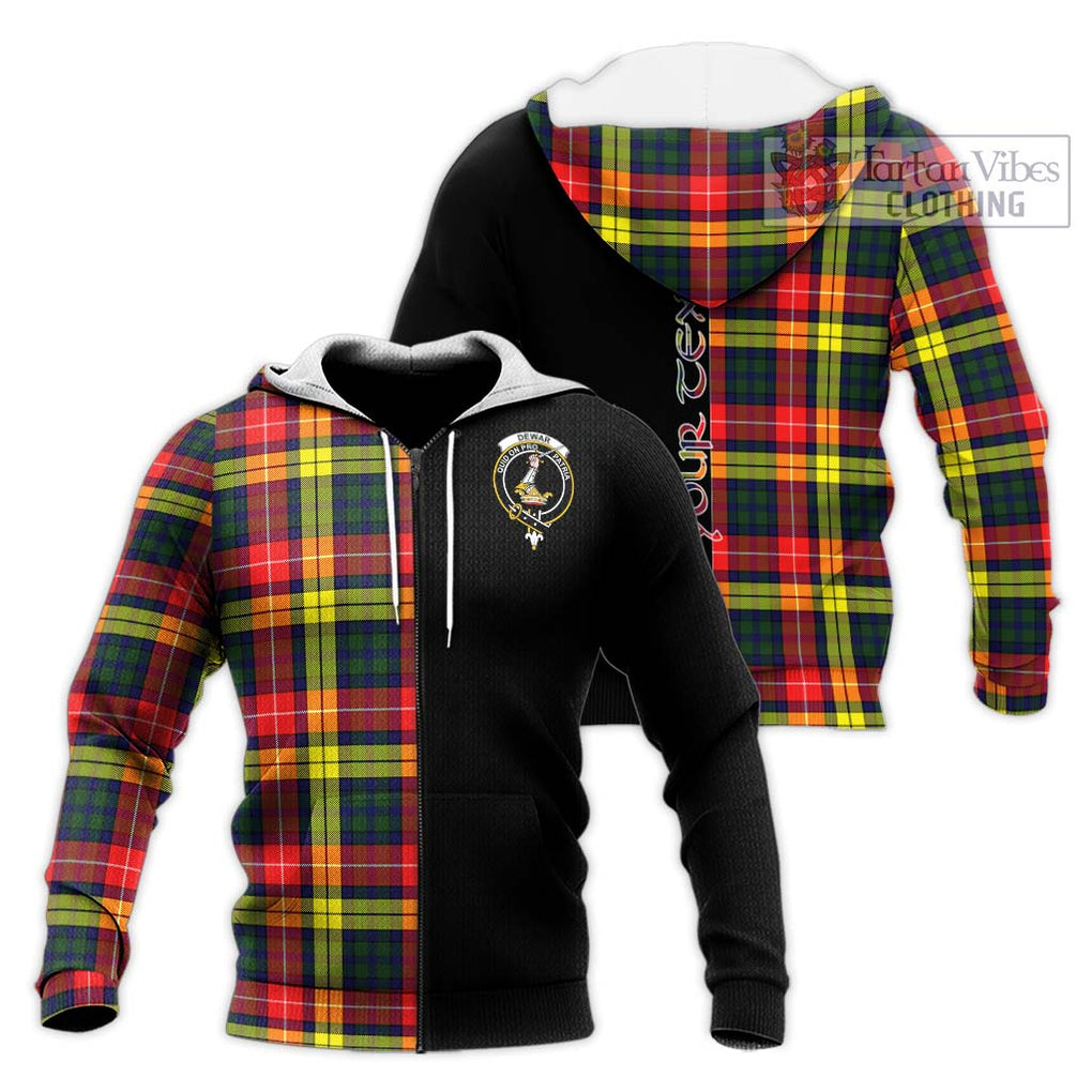 Dewar Tartan Knitted Hoodie with Family Crest and Half Of Me Style Unisex Knitted Zip Hoodie - Tartanvibesclothing Shop