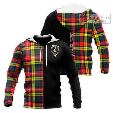 Dewar Tartan Knitted Hoodie with Family Crest and Half Of Me Style