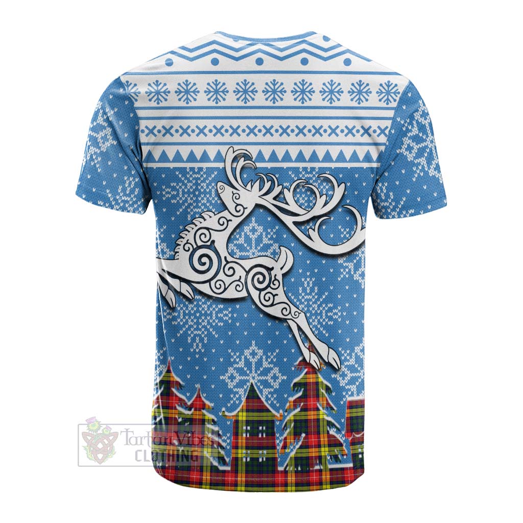 Tartan Vibes Clothing Dewar Clan Christmas Cotton T-shirt Celtic Reindeer Style