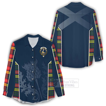 Dewar Tartan Women's Casual Shirt with Family Crest and Scottish Thistle Vibes Sport Style