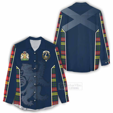 Dewar Tartan Women's Casual Shirt with Family Crest and Lion Rampant Vibes Sport Style