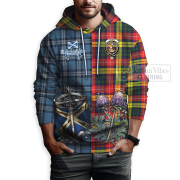 Dewar Tartan Hoodie Happy St. Andrew's Day Half Tartan Style - Tartan Vibes Clothing