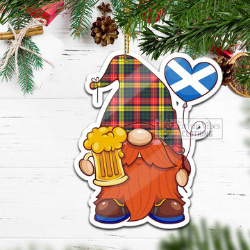 Dewar Tartan Gnome Holding Beer Glass Christmas Ornament with Personalized National Flag