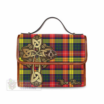 Dewar Tartan Waterproof Canvas Bag Golden Thistle Celtic Cross Style