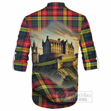 Dewar Tartan Family Crest Ghillie Kilt Shirt with Scottish Ancient Castle Style - Tartan Vibes Clothing
