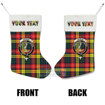 Dewar Tartan Family Crest Christmas Stocking with Personalized Text - Tartan Vibes Clothing