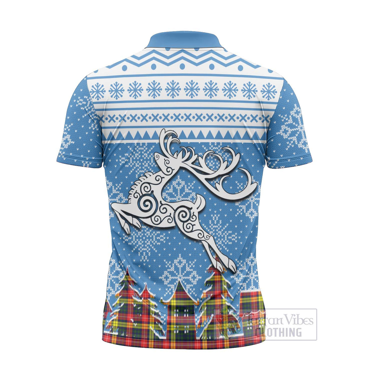 Dewar Clan Christmas Zipper Polo Shirt Celtic Reindeer Style - Tartan Vibes Clothing