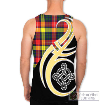 Dewar Tartan Men's Tank Top with Family Crest and Celtic Symbol Style