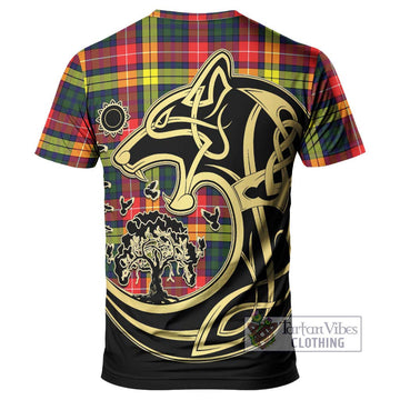 Dewar Tartan T-Shirt with Family Crest Celtic Wolf Style - Tartan Vibes Clothing