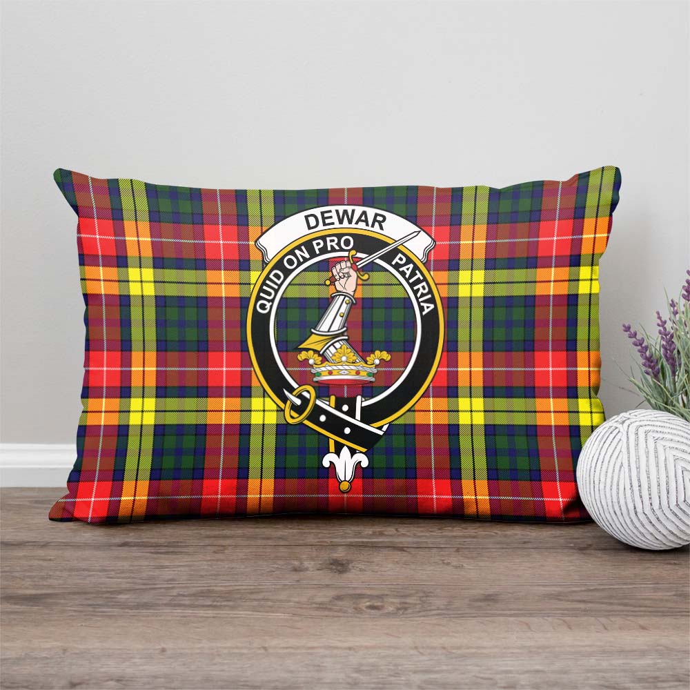 Dewar Tartan Pillow Cover with Family Crest Rectangle Pillow Cover - Tartanvibesclothing