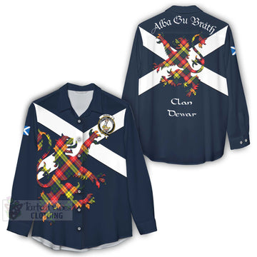 Dewar Tartan Lion Rampant Women's Casual Shirt Proudly Display Your Heritage with Alba Gu Brath and Clan Name