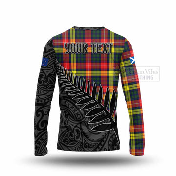 Dewar Crest Tartan Long Sleeve T-Shirt with New Zealand Silver Fern Half Style - Tartan Vibes Clothing