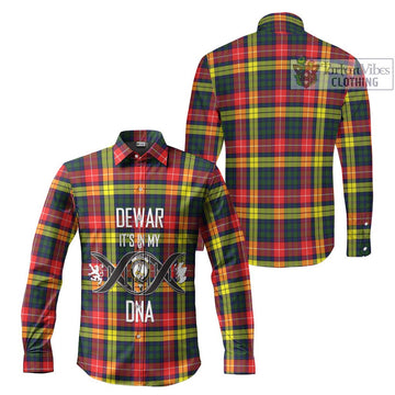 Dewar Tartan Long Sleeve Button Shirt with Family Crest DNA In Me Style