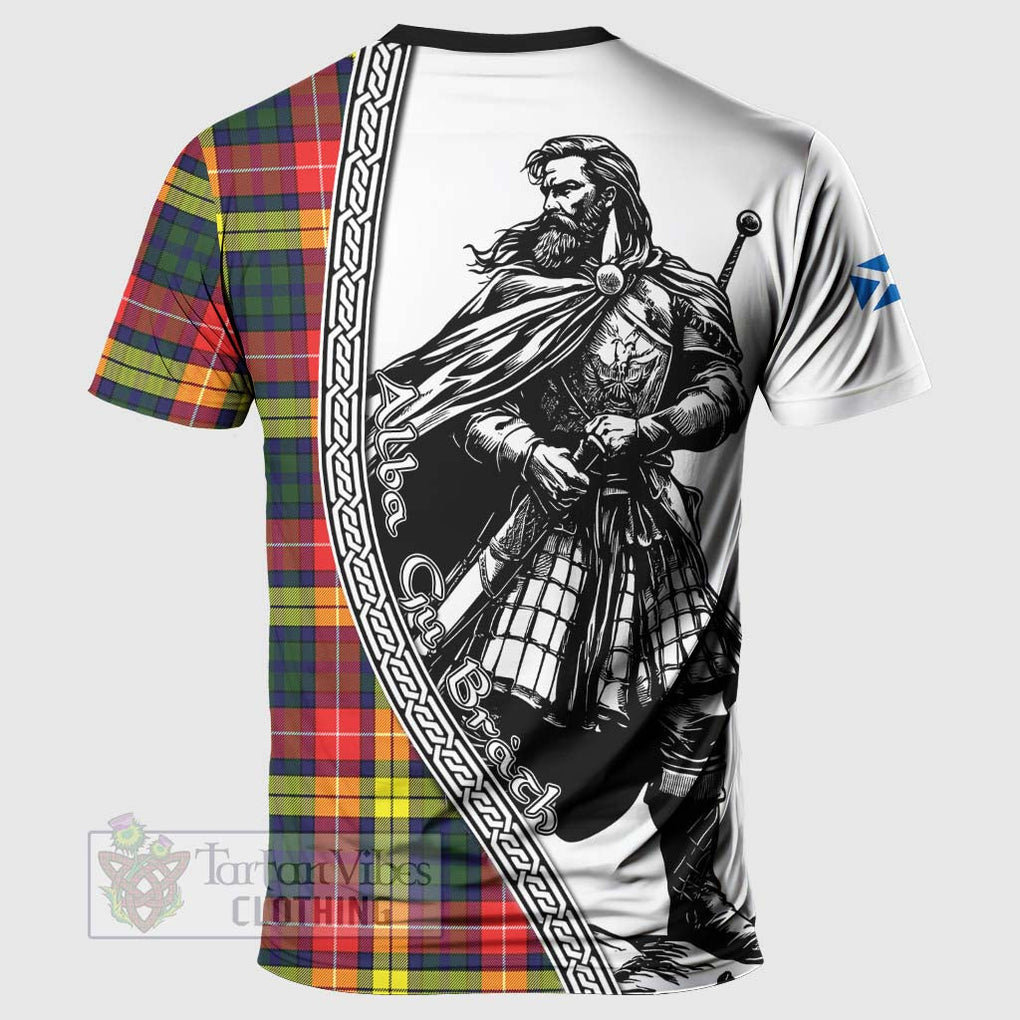 Tartan Vibes Clothing Dewar Tartan Clan Crest T-Shirt with Highlander Warrior Celtic Style