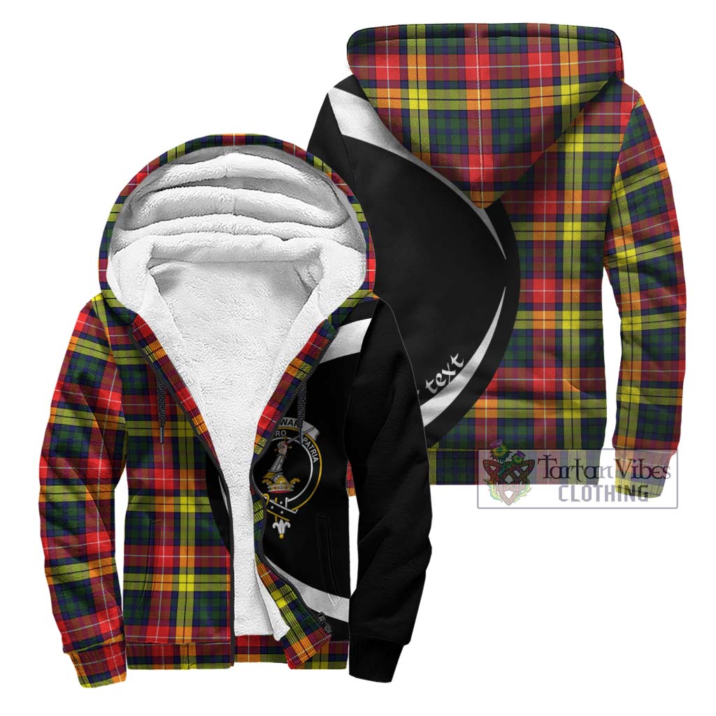 Dewar Tartan Sherpa Hoodie with Family Crest Circle Style Unisex - Tartan Vibes Clothing