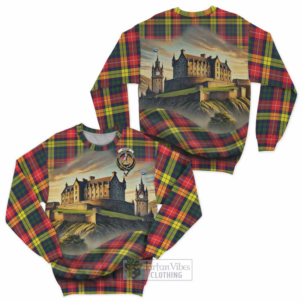 Dewar Tartan Family Crest Sweatshirt with Scottish Ancient Castle Style - Tartan Vibes Clothing