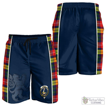 Dewar Tartan Men's Shorts with Family Crest and Lion Rampant Vibes Sport Style