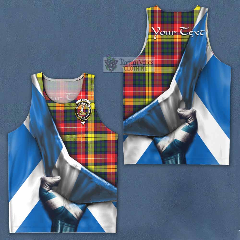 Tartan Vibes Clothing Dewar Tartan Men's Tank Top with Family Crest Scotland Patriotic Style