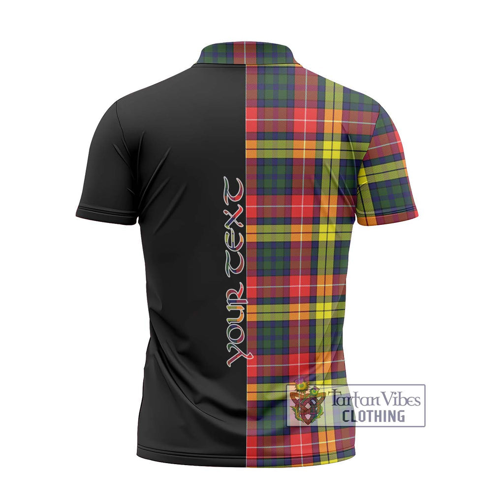 Dewar Tartan Zipper Polo Shirt with Family Crest and Half Of Me Style - Tartanvibesclothing Shop