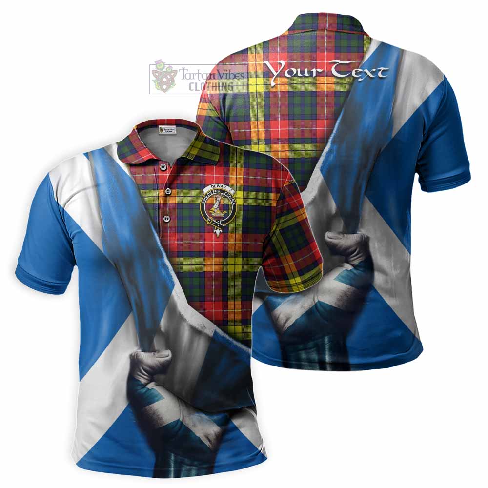 Tartan Vibes Clothing Dewar Tartan Polo Shirt with Family Crest Scotland Patriotic Style