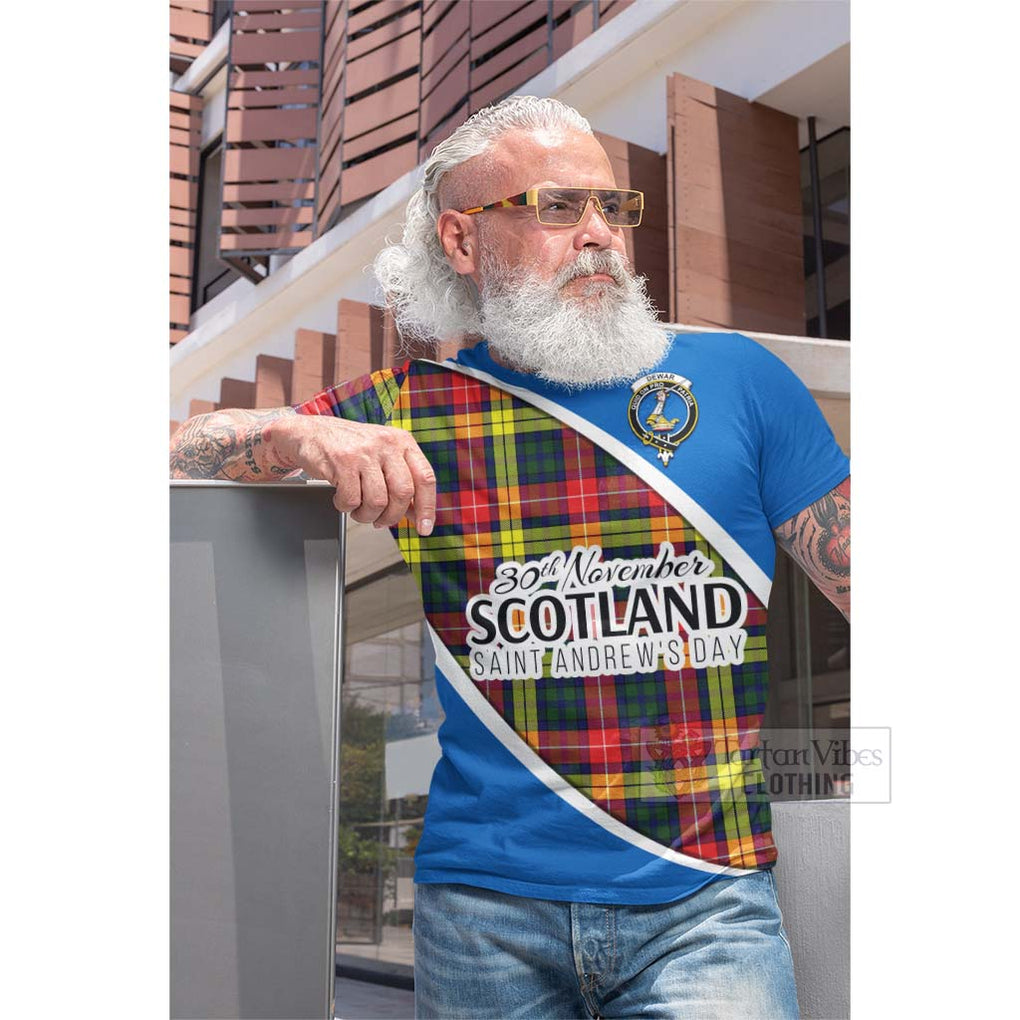 Tartan Vibes Clothing Dewar Family Crest Tartan Cotton T-shirt Celebrate Saint Andrew's Day in Style