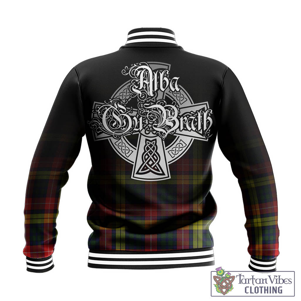 Tartan Vibes Clothing Dewar Tartan Baseball Jacket Featuring Alba Gu Brath Family Crest Celtic Inspired