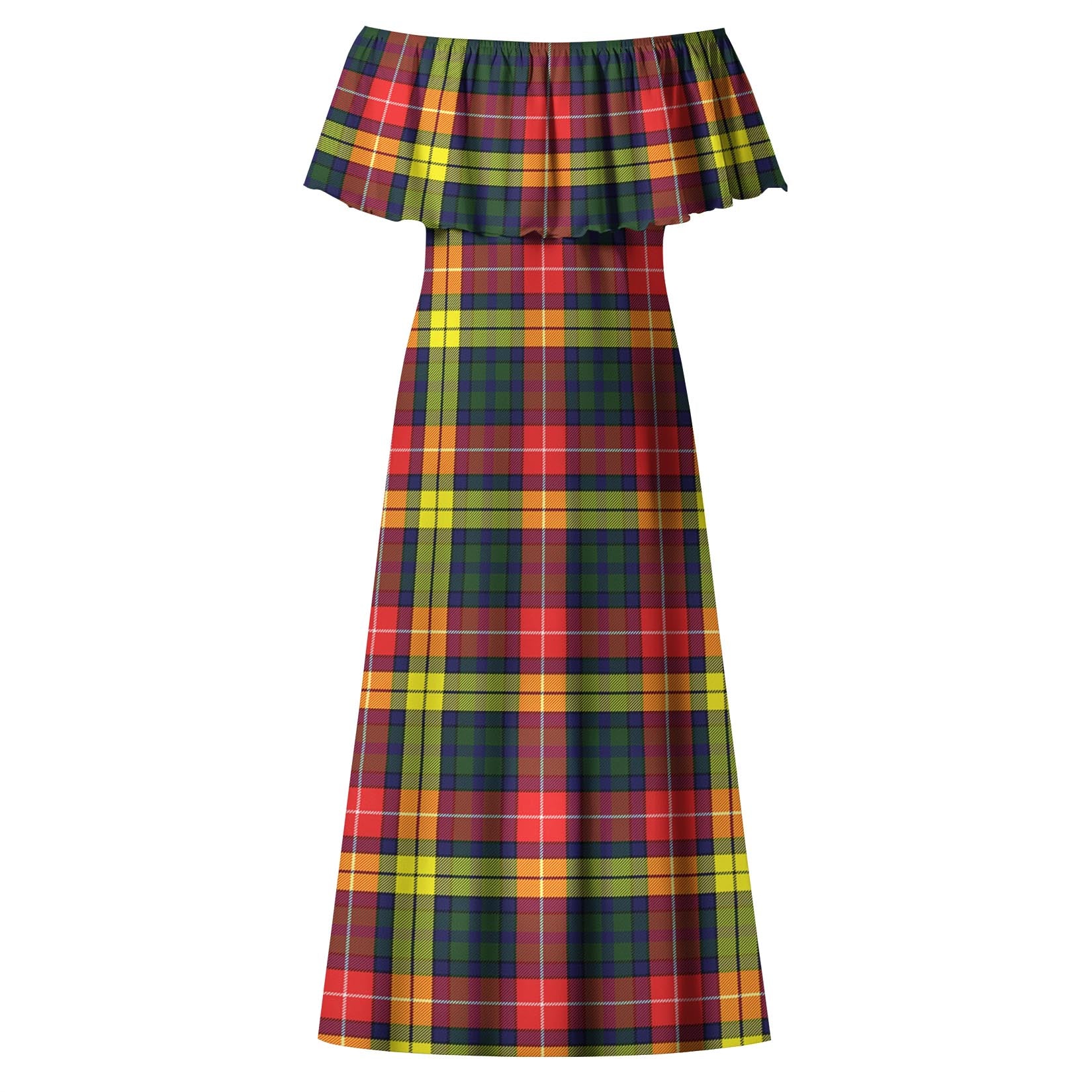 Dewar Tartan Off Shoulder Long Dress - Tartanvibesclothing