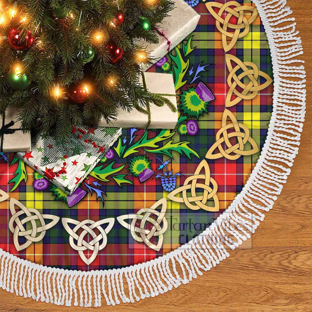 Dewar Tartan Christmas Tree Skirt with Thistle Celtic Knot Style - Tartan Vibes Clothing