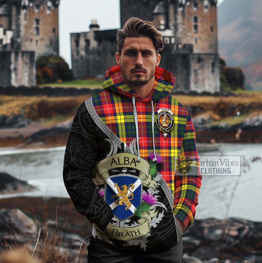 Dewar Tartan Family Crest Cotton Hoodie Lion Rampant Royal Thistle Shield Celtic Inspired - Tartan Vibes Clothing