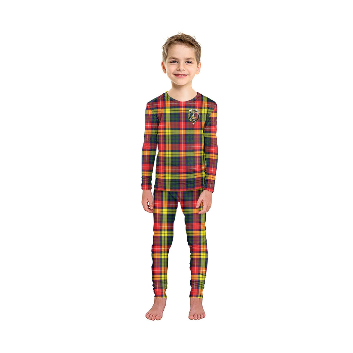Dewar Tartan Pajamas Family Set with Family Crest - Tartan Vibes Clothing
