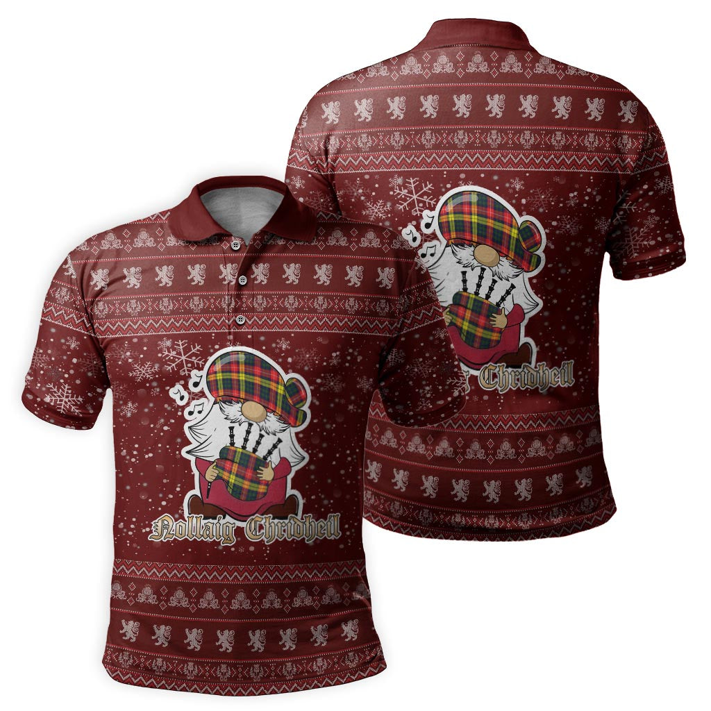 Dewar Clan Christmas Family Polo Shirt with Funny Gnome Playing Bagpipes - Tartanvibesclothing