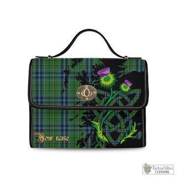 Dick Tartan Waterproof Canvas Bag with Scotland Map and Thistle Celtic Accents Black Leather Strap One Size 10.5*20*27cm - Tartan Vibes Clothing