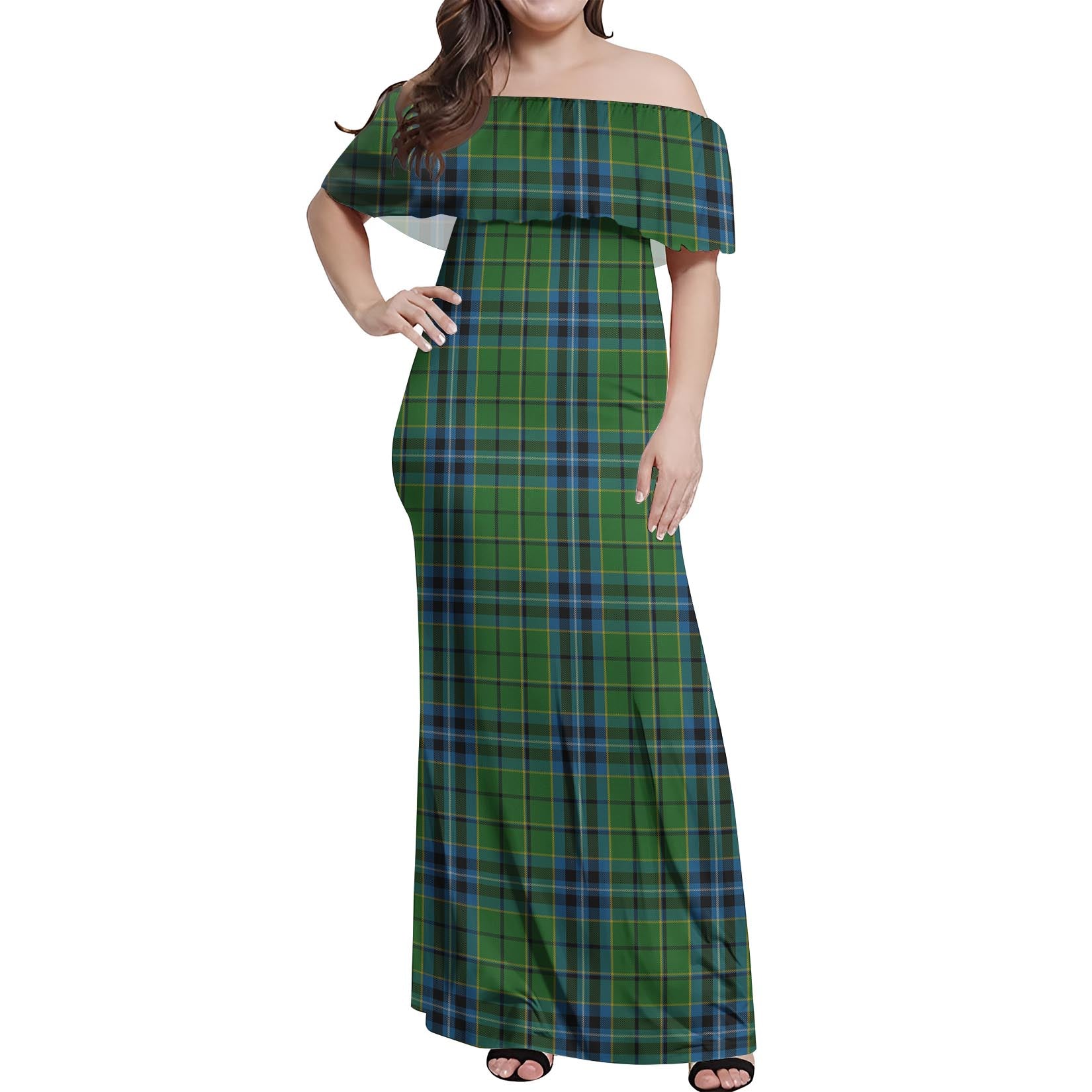 Dick Tartan Off Shoulder Long Dress Women's Dress - Tartanvibesclothing