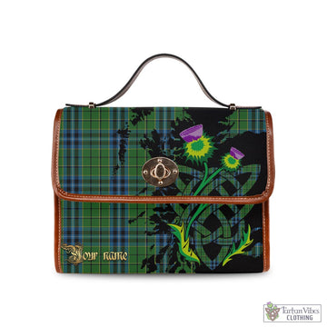 Dick Tartan Waterproof Canvas Bag with Scotland Map and Thistle Celtic Accents Brown Leather Strap One Size 10.5*20*27cm - Tartan Vibes Clothing