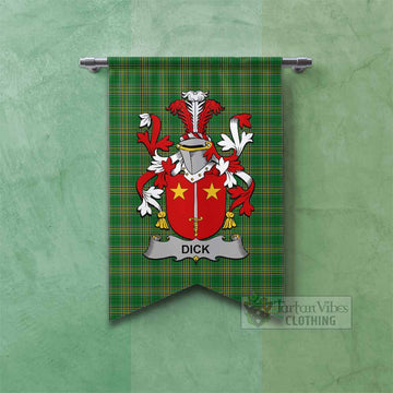 Dick Irish Clan Tartan Gonfalon, Tartan Banner with Coat of Arms Fishtail - Tartan Vibes Clothing