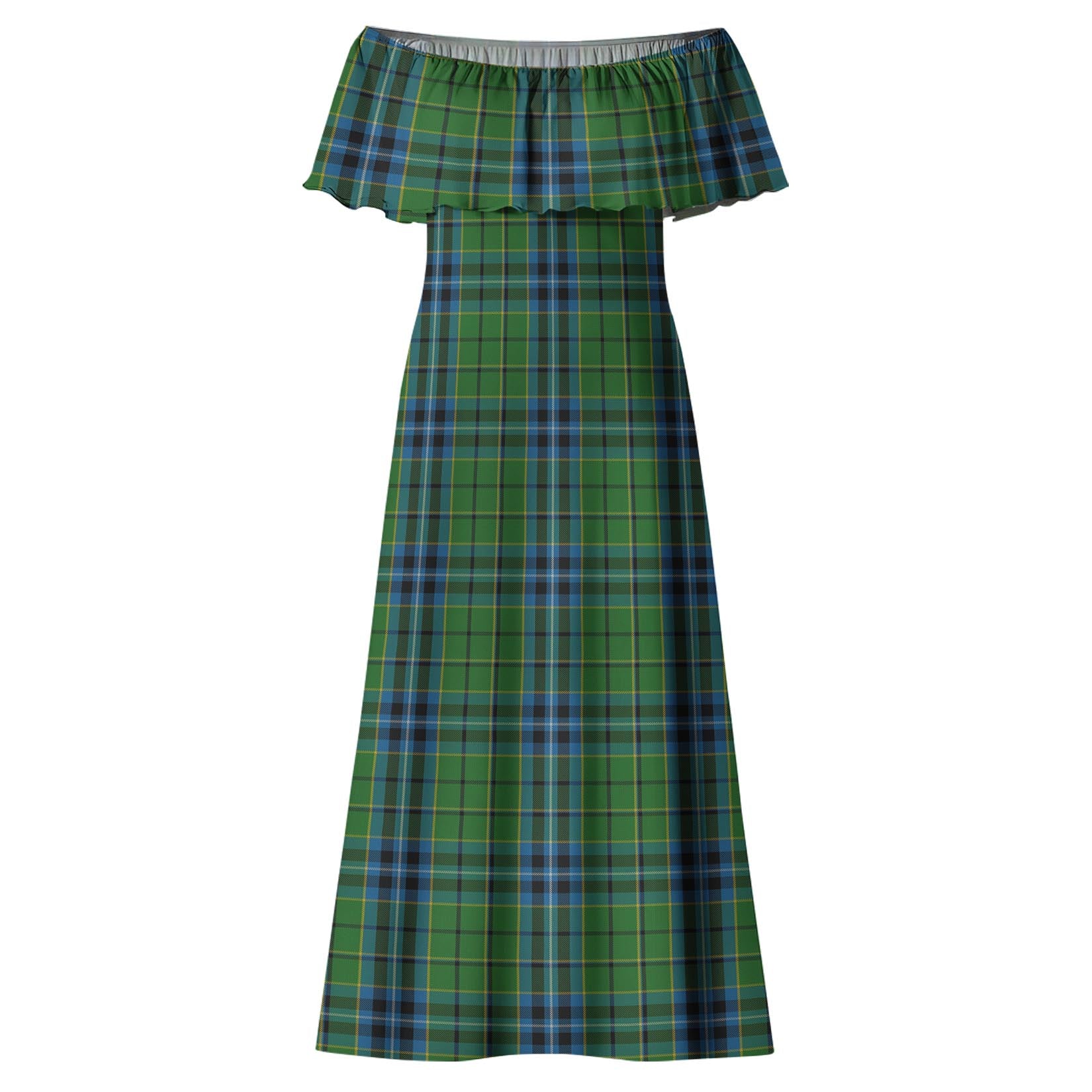 Dick Tartan Off Shoulder Long Dress - Tartanvibesclothing