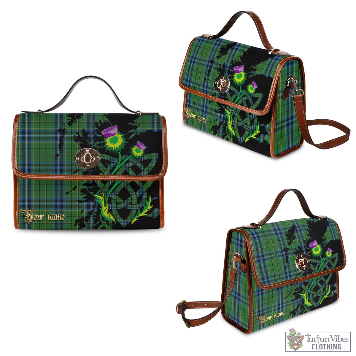 Dick Tartan Waterproof Canvas Bag with Scotland Map and Thistle Celtic Accents - Tartan Vibes Clothing