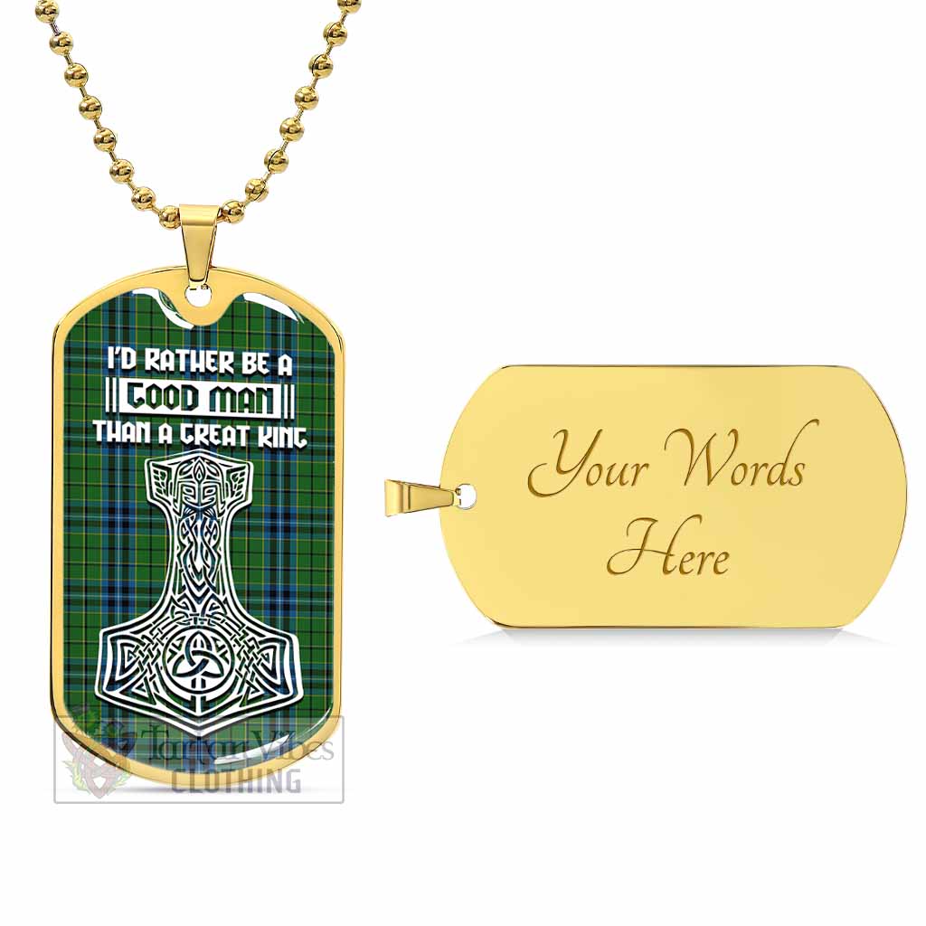 Dick Tartan Dog Tag Necklace Viking Mjolnir Style Gold Yes - Tartan Vibes Clothing