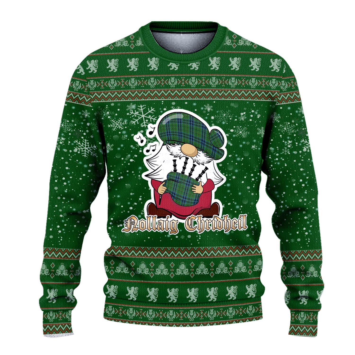 Dick Clan Christmas Family Knitted Sweater with Funny Gnome Playing Bagpipes - Tartanvibesclothing