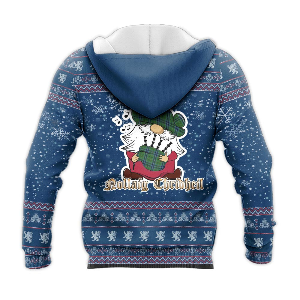 Dick Clan Christmas Knitted Hoodie with Funny Gnome Playing Bagpipes - Tartanvibesclothing