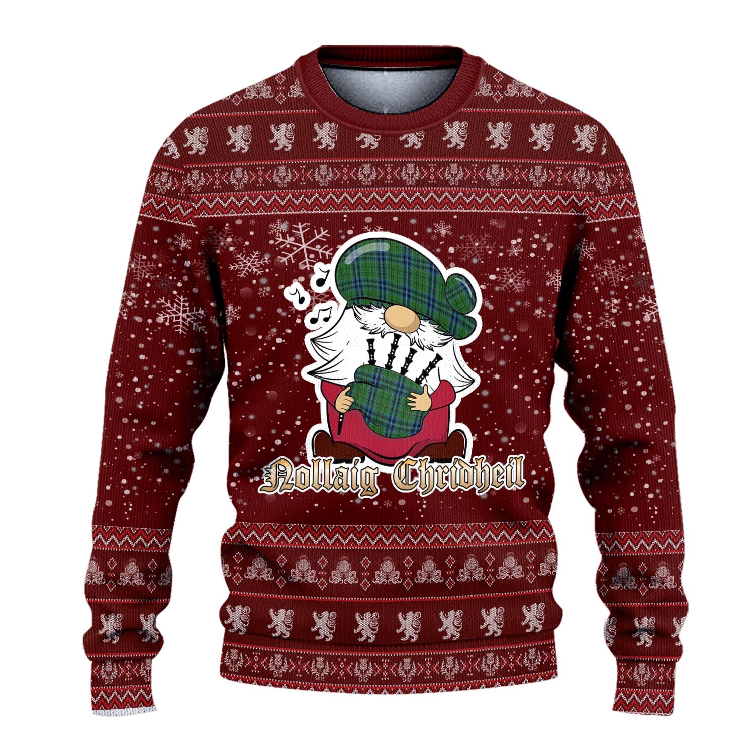 Dick Clan Christmas Family Knitted Sweater with Funny Gnome Playing Bagpipes - Tartanvibesclothing